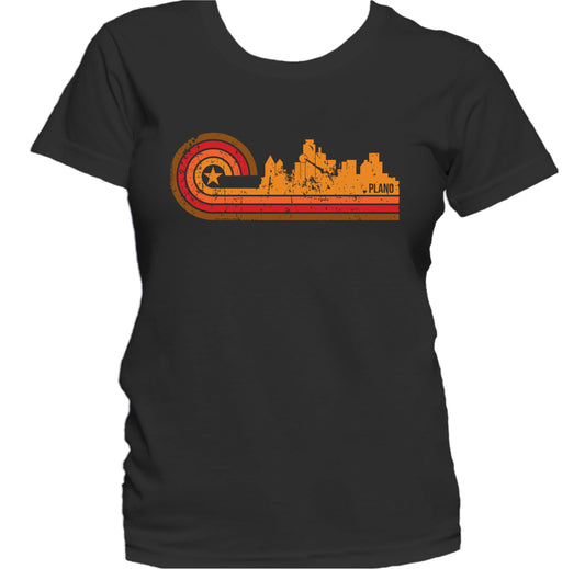 Retro Style Plano Texas Skyline Distressed Women's T-Shirt