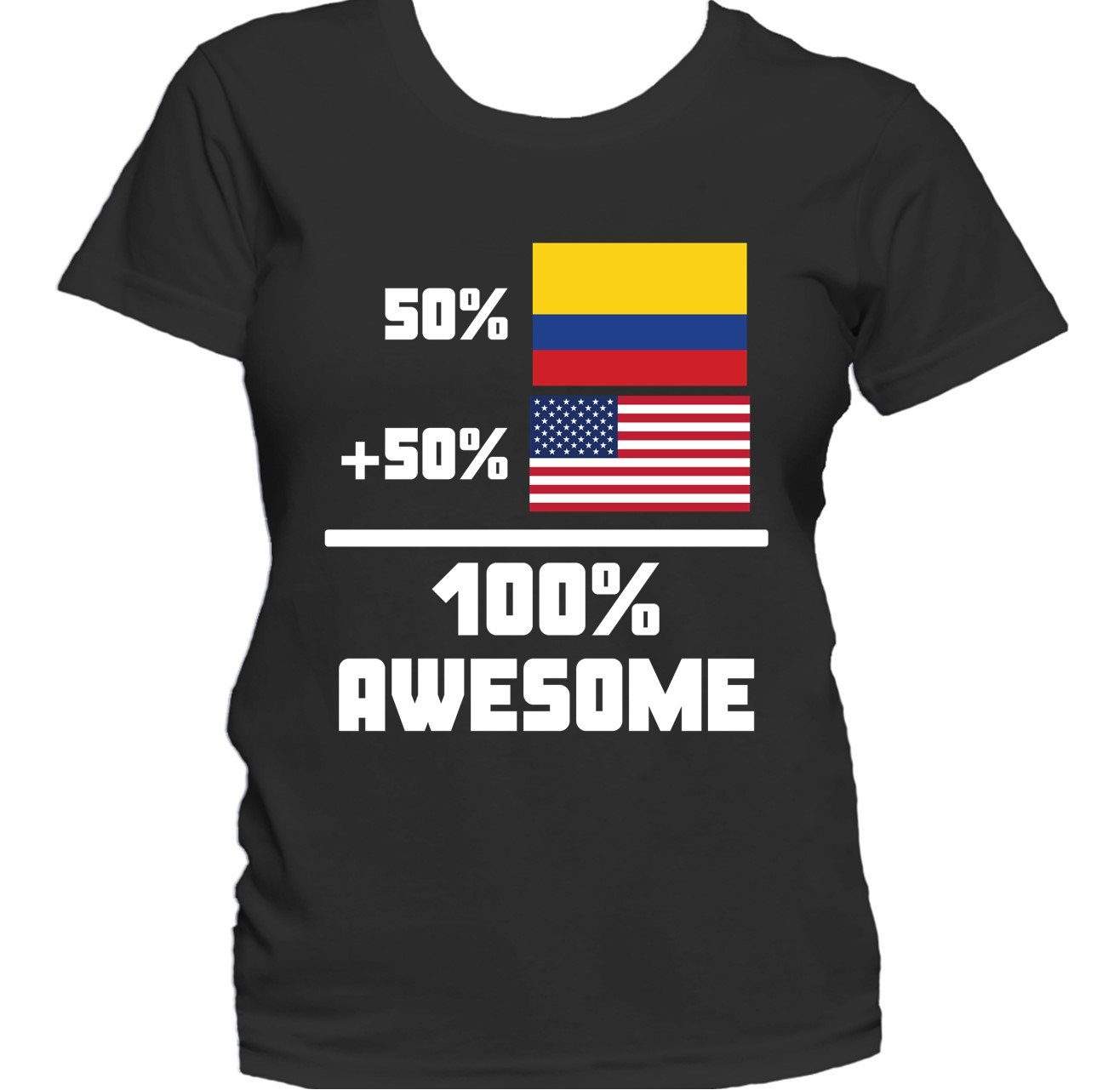 50% Colombian 50% American 100% Awesome Funny Flag Women's T-Shirt