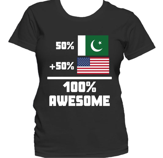 50% Pakistani 50% American 100% Awesome Funny Flag Women's T-Shirt