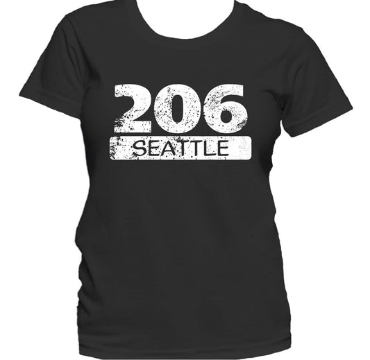 Retro Style 206 Seattle Washington Area Code Distressed Women's T-Shirt