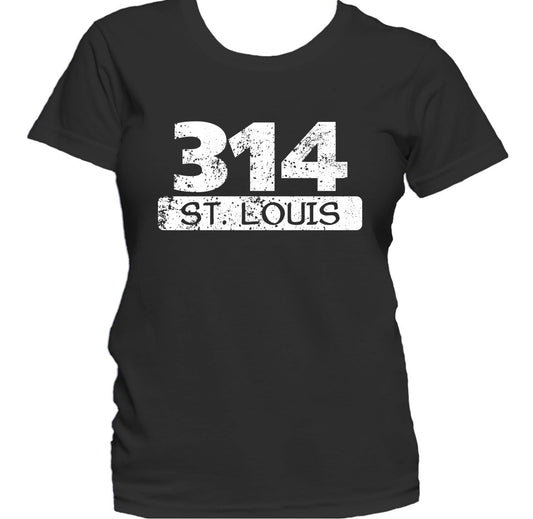 Retro Style 314 St. Louis Missouri Area Code Distressed Women's T-Shirt