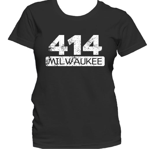 Retro Style 414 Milwaukee Wisconsin Area Code Distressed Women's T-Shirt