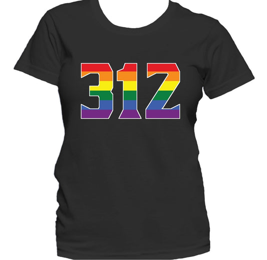 312 Area Code Chicago IL Gay Pride LGBT Rainbow Women's T-Shirt