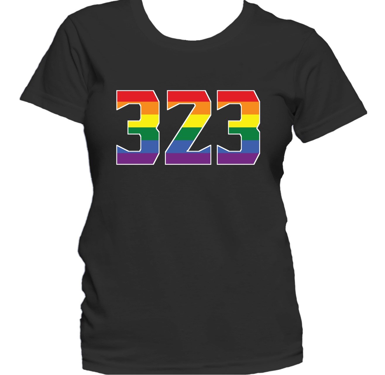 323 Area Code Los Angeles CA Gay Pride LGBT Rainbow Women's T-Shirt