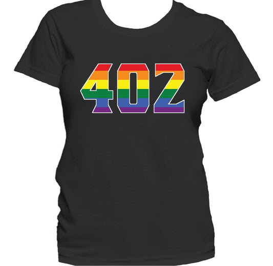 402 Area Code Omaha NE Gay Pride LGBT Rainbow Women's T-Shirt