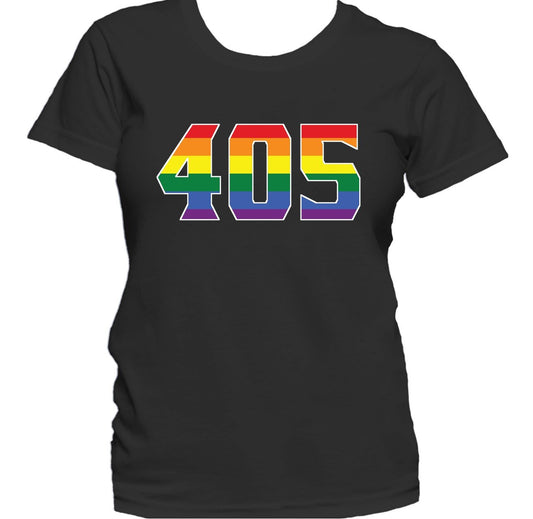 405 Area Code Oklahoma City OK Gay Pride LGBT Rainbow Women's T-Shirt