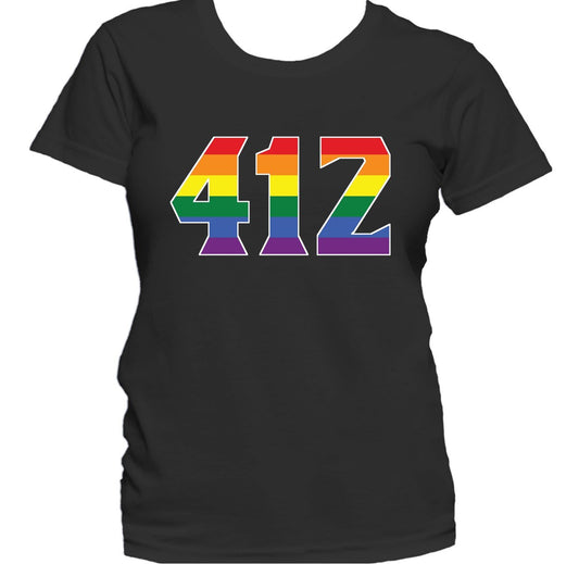 412 Area Code Pittsburgh PA Gay Pride LGBT Rainbow Women's T-Shirt