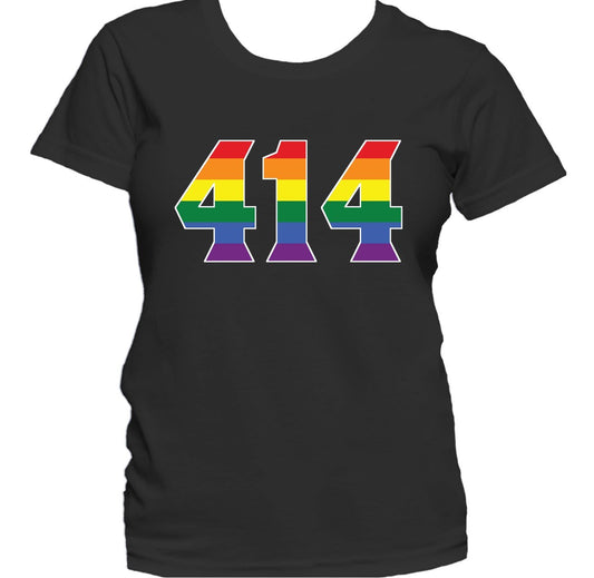 414 Area Code Milwaukee WI Gay Pride LGBT Rainbow Women's T-Shirt