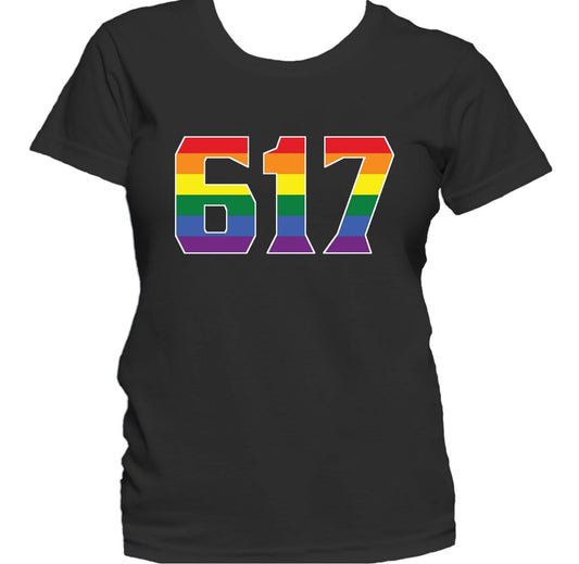 617 Area Code Boston MA Gay Pride LGBT Rainbow Women's T-Shirt