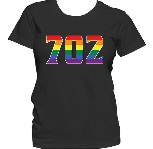 702 Area Code Las Vegas NV Gay Pride LGBT Rainbow Women's T-Shirt