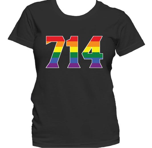 714 Area Code Anaheim CA Gay Pride LGBT Rainbow Women's T-Shirt