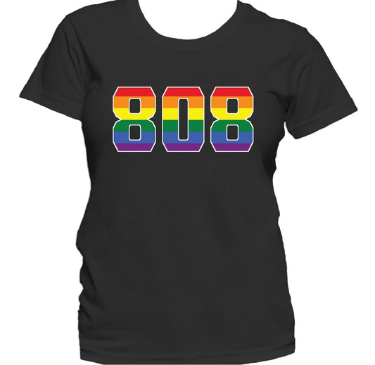 808 Area Code Honolulu HI Gay Pride LGBT Rainbow Women's T-Shirt