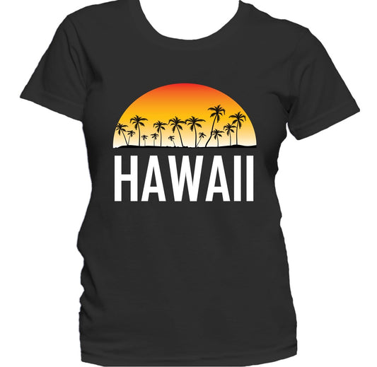 Hawaii Sunset And Palm Trees Beach Vacation Women's T-Shirt