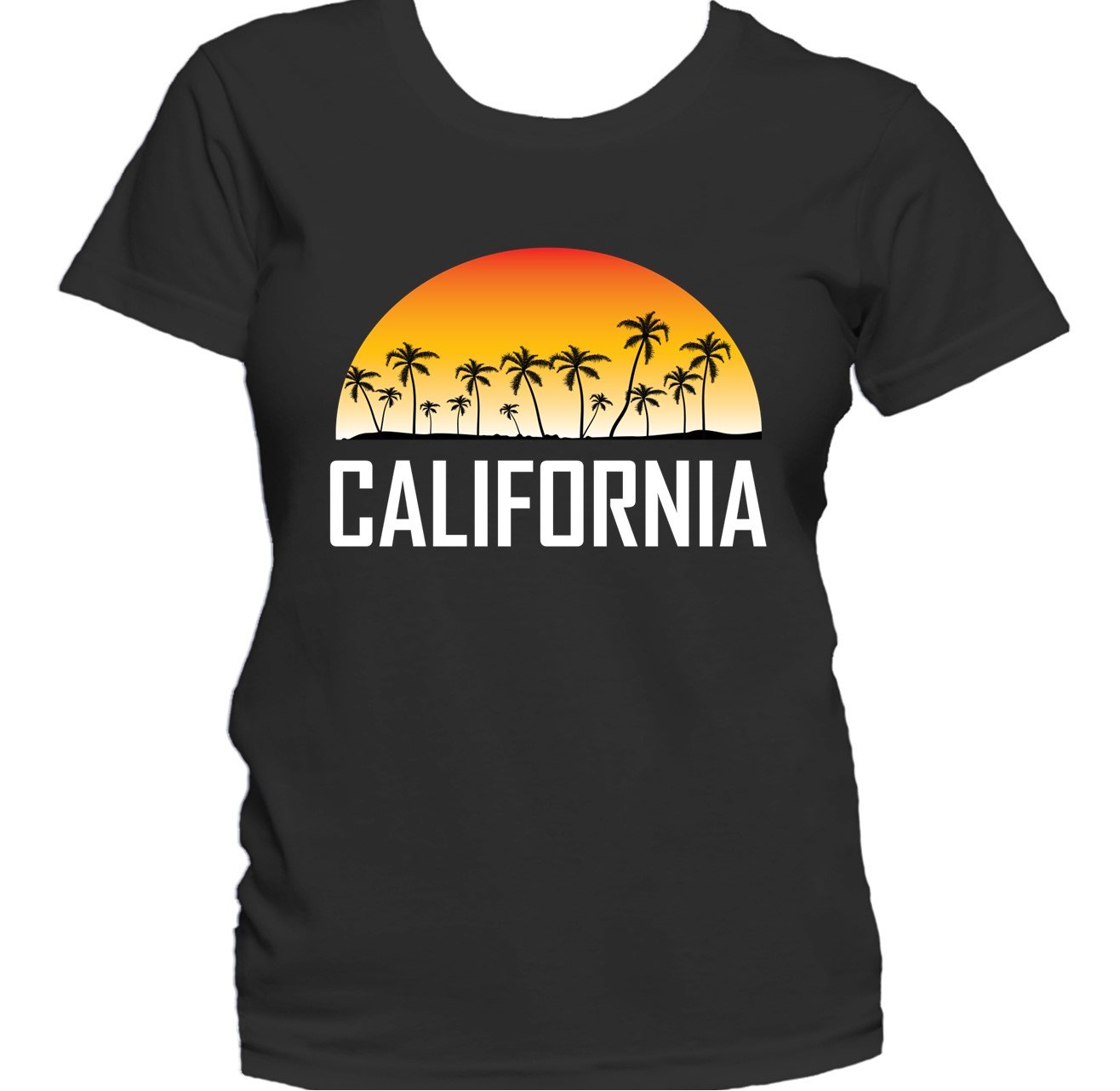 California Sunset And Palm Trees Beach Vacation Women's T-Shirt