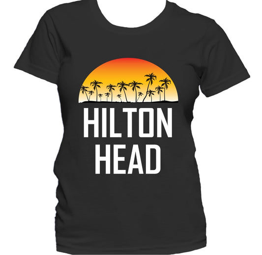 Hilton Head SC Sunset And Palm Trees Beach Vacation Women's T-Shirt