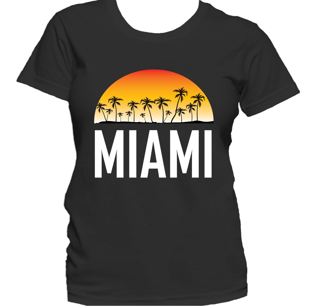Miami Florida Sunset And Palm Trees Beach Vacation Women's T-Shirt