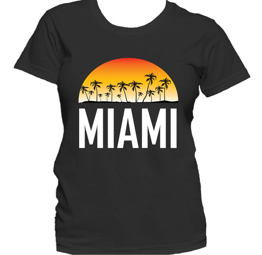 Miami Florida Sunset And Palm Trees Beach Vacation Women's T-Shirt