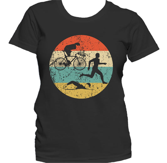 Triathlon Shirt - Retro Running Swimming Biking Icon Women's T-Shirt