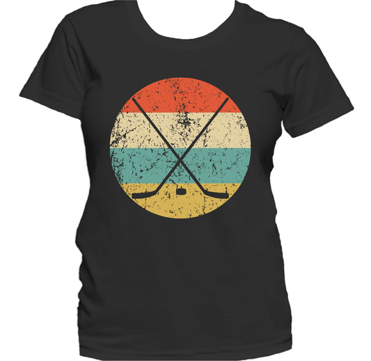 Hockey Shirt - Retro Crossed Hockey Sticks and Puck Icon Women's T-Shirt