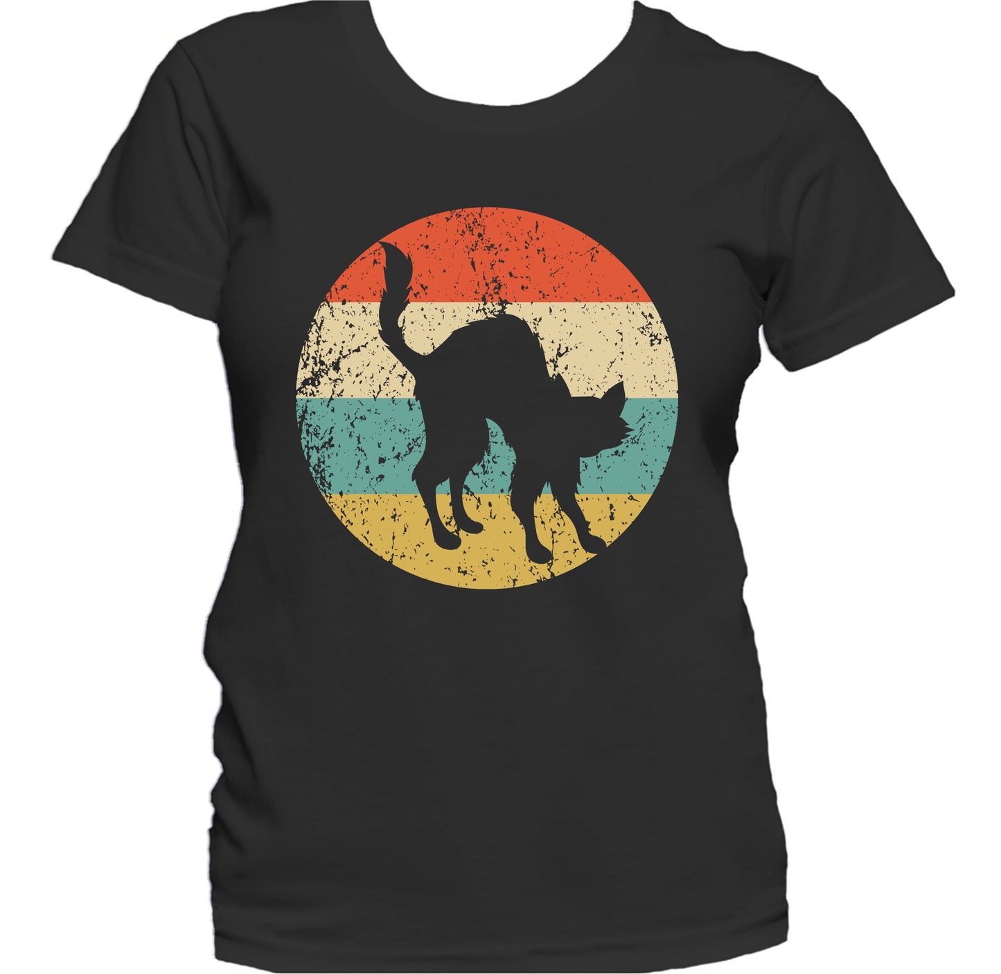 Retro Spooky Scary Halloween Cat Silhouette Creepy Women's T-Shirt