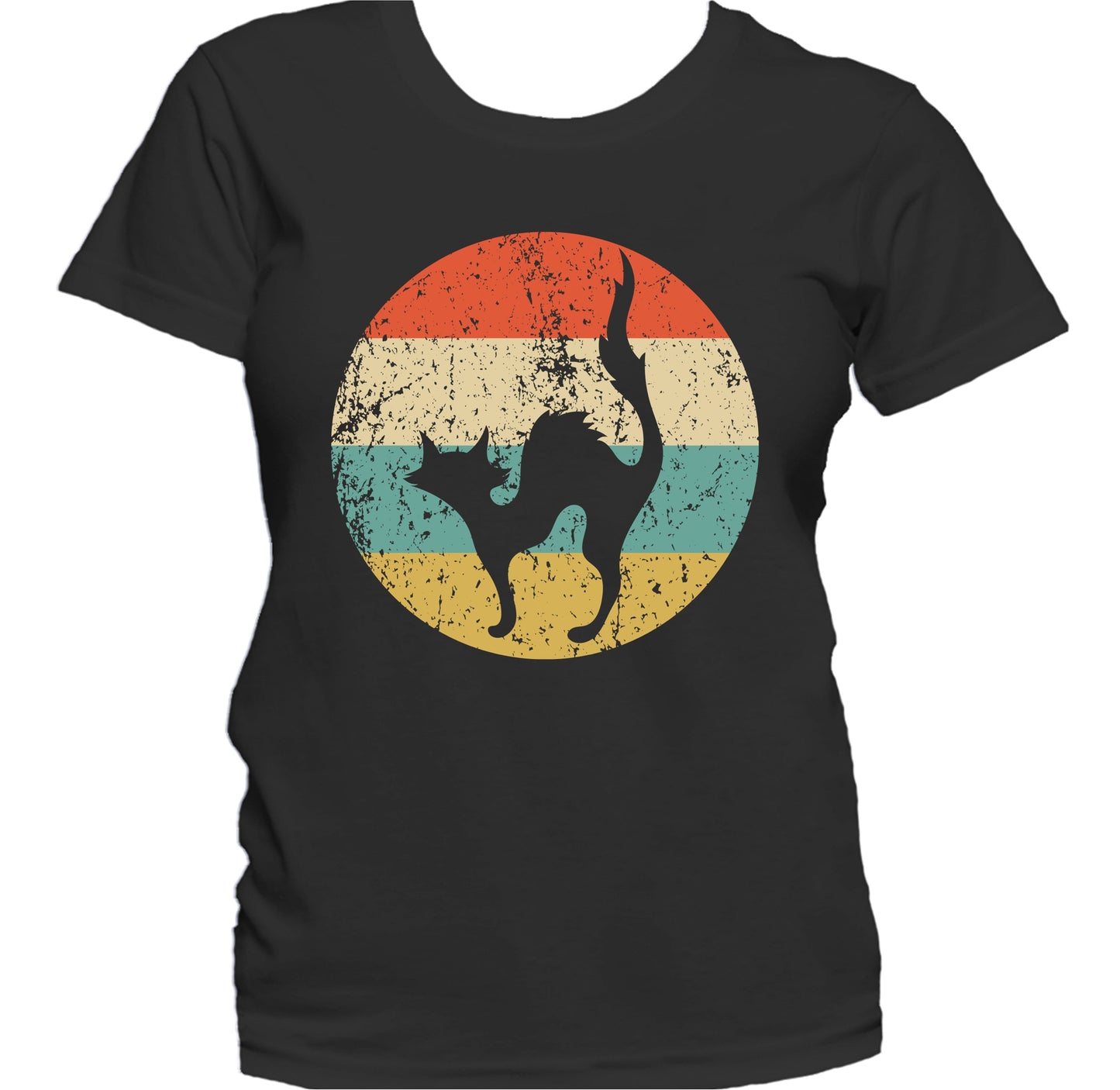 Retro Spooky Scary Cat Silhouette Creepy Halloween Women's T-Shirt