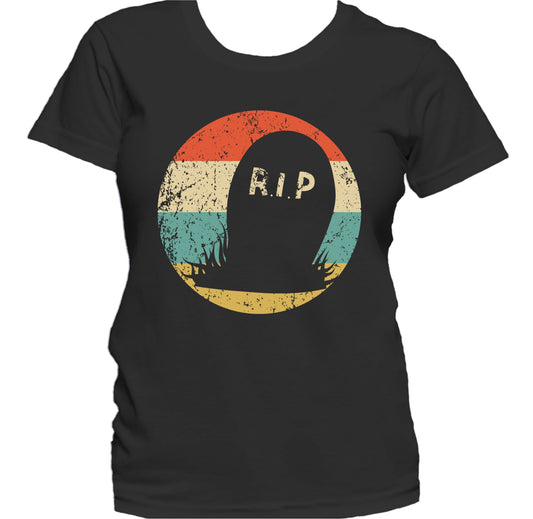 Retro Scary Creepy Grave Silhouette Spooky Halloween Women's T-Shirt