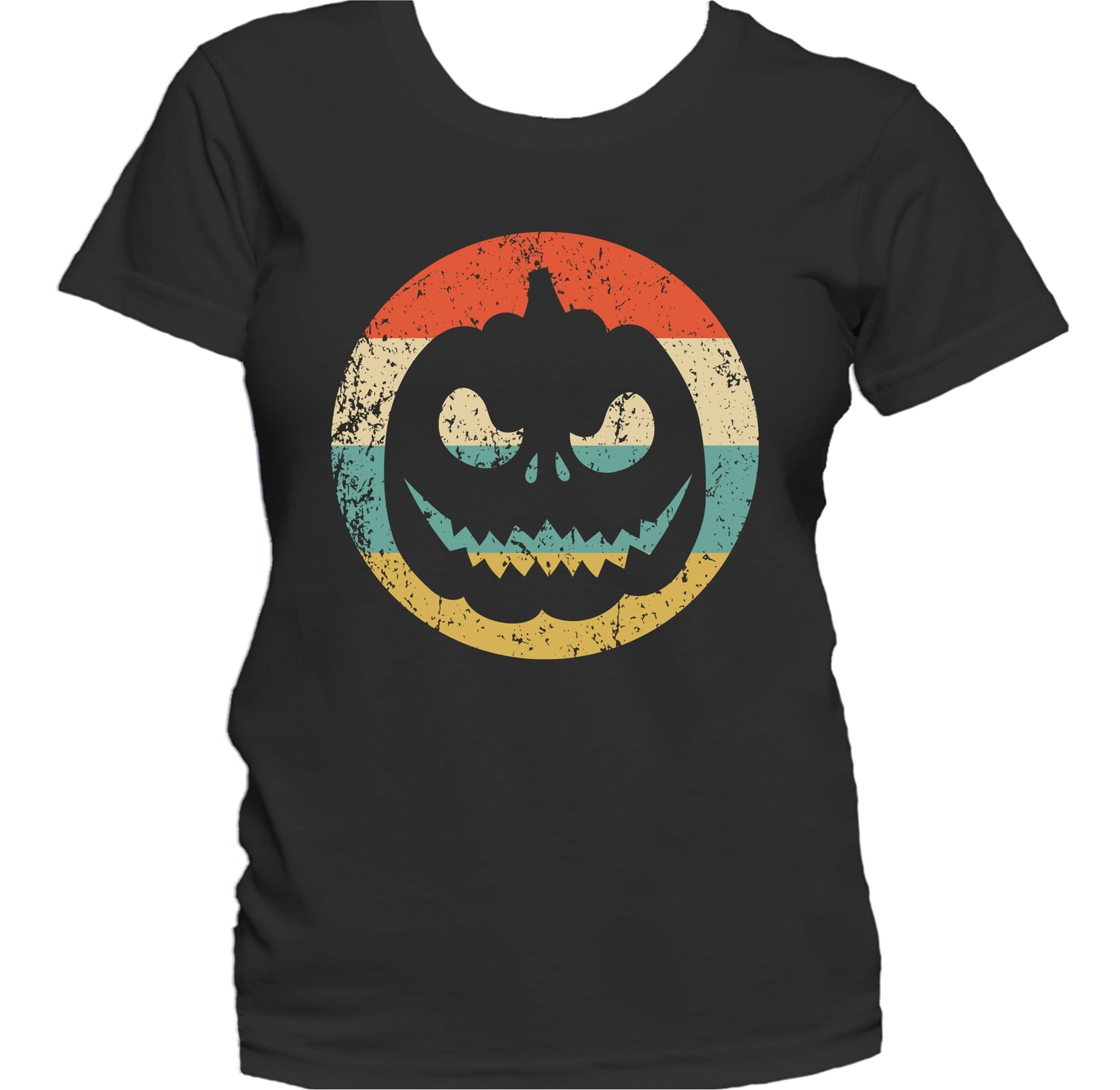 Halloween Spooky Scary Jackolantern Pumpkin Silhouette Retro Women's T-Shirt