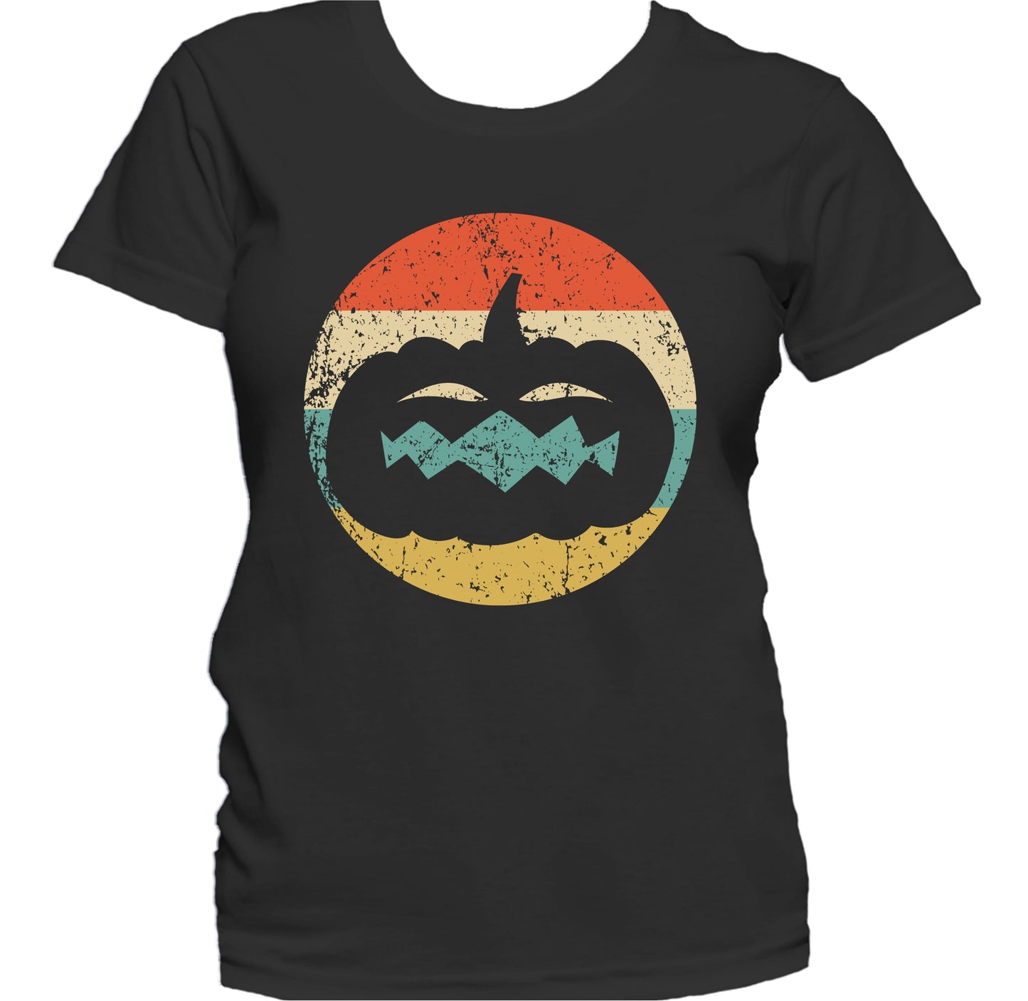 Halloween Jackolantern Pumpkin Silhouette Retro Scary Spooky Women's T-Shirt