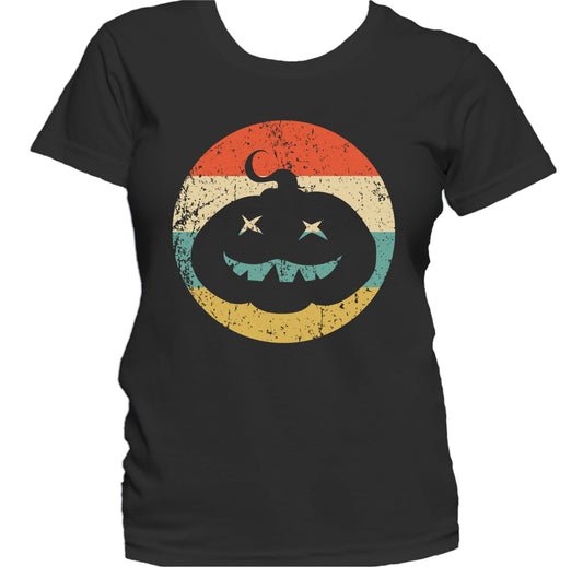 Halloween Spooky Scary Jack-o-lantern Pumpkin Creepy Retro Women's T-Shirt