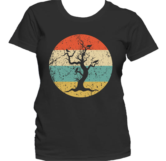 Halloween Spooky Scary Haunted Tree Silhouette Creepy Retro Women's T-Shirt