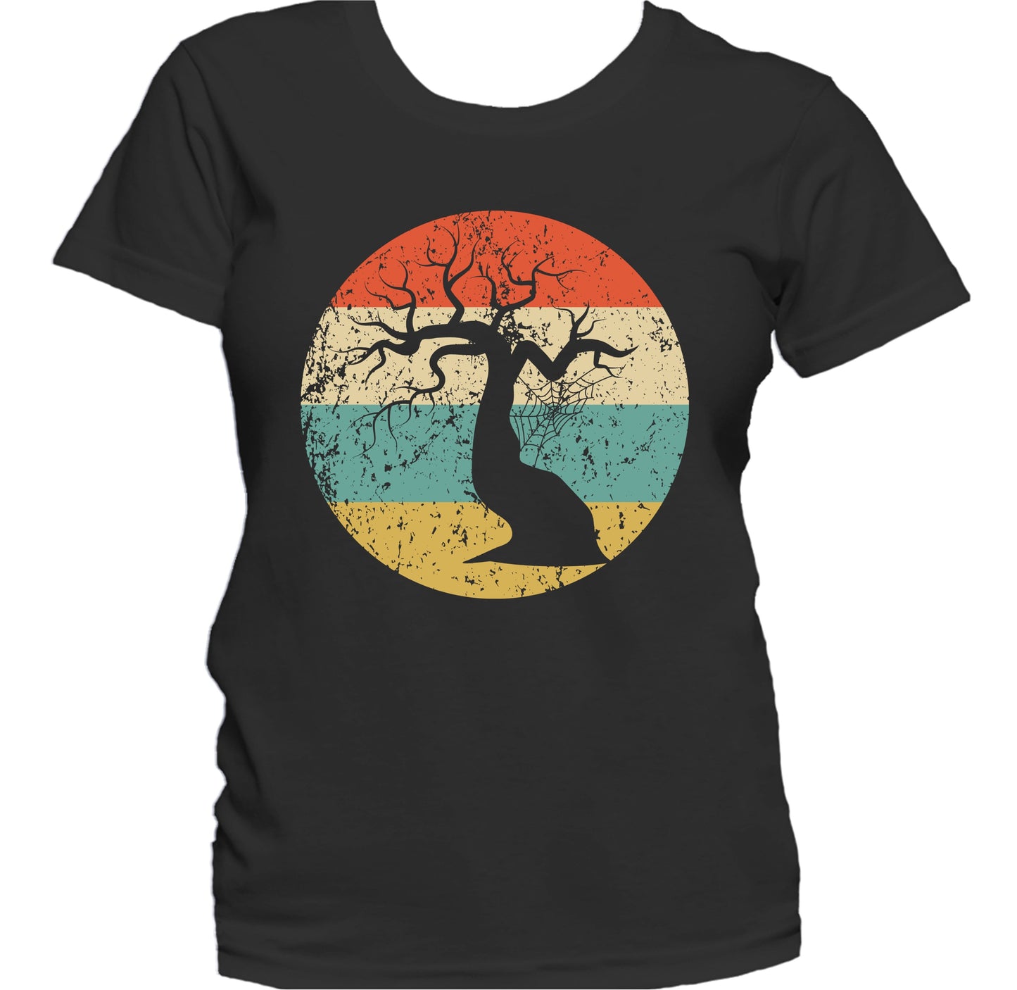 Retro Halloween Scary Haunted Tree Silhouette Creepy Spooky Women's T-Shirt