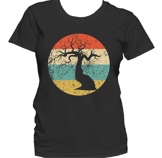 Retro Halloween Scary Haunted Tree Silhouette Creepy Spooky Women's T-Shirt