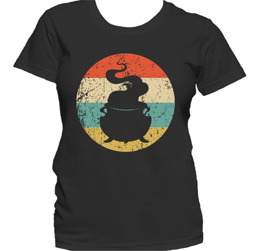 Retro Spooky Scary Witch Cauldron Silhouette Halloween Women's T-Shirt