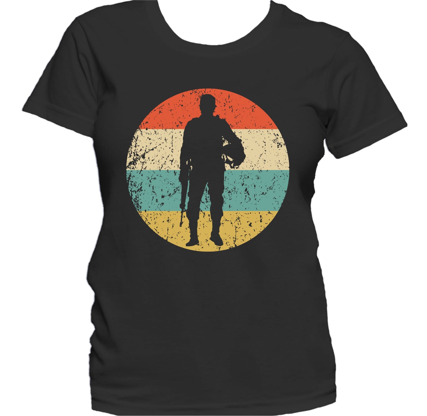 Standing Soldier Silhouette Retro Military Women's T-Shirt