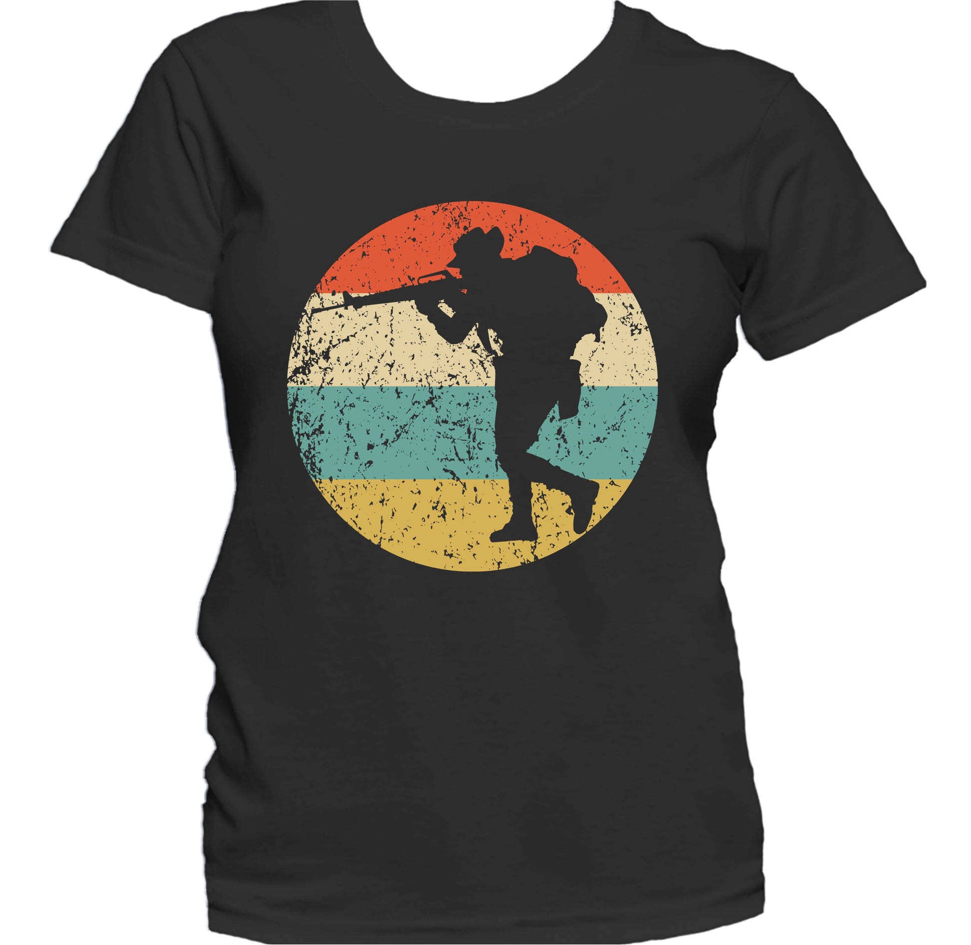 Walking Soldier Silhouette Retro Military Women's T-Shirt