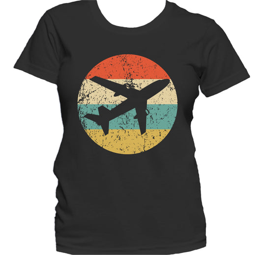 Airplane Silhouette Retro Pilot Women's T-Shirt