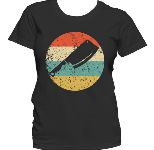 Meat Cleaver Knife Silhouette Retro Butcher Chef Women's T-Shirt