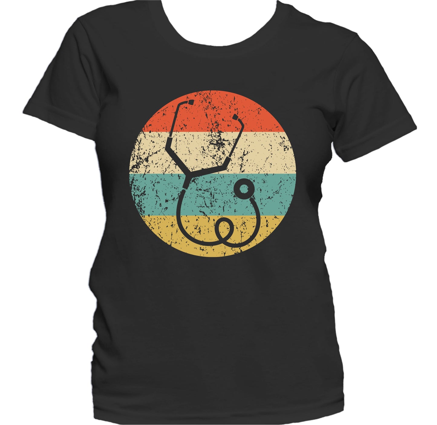 Medical Stethoscope Silhouette Retro Doctor Nurse Women's T-Shirt