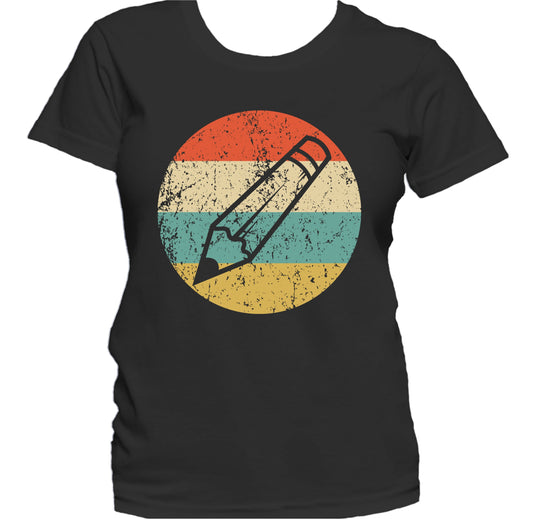 Pencil Silhouette Retro School Teacher Women's T-Shirt