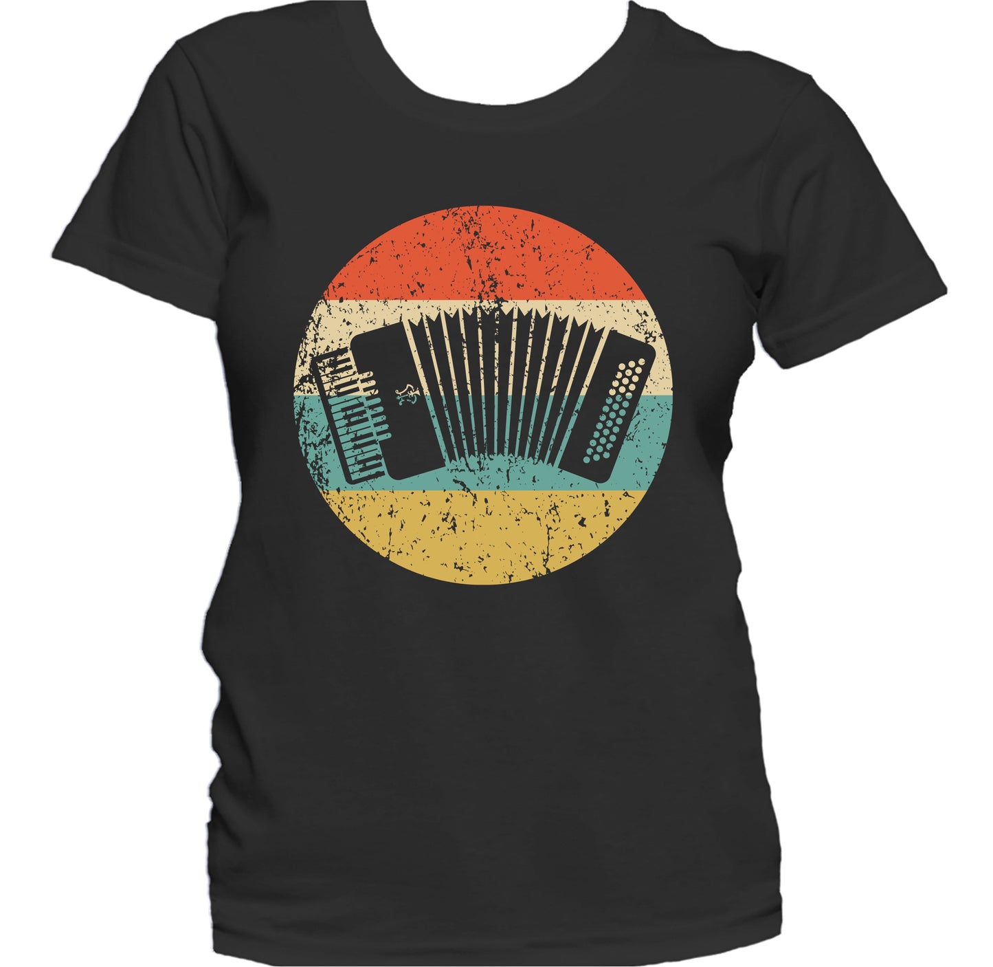 Accordion Silhouette Retro Music Musician Musical Instrument Women's T-Shirt