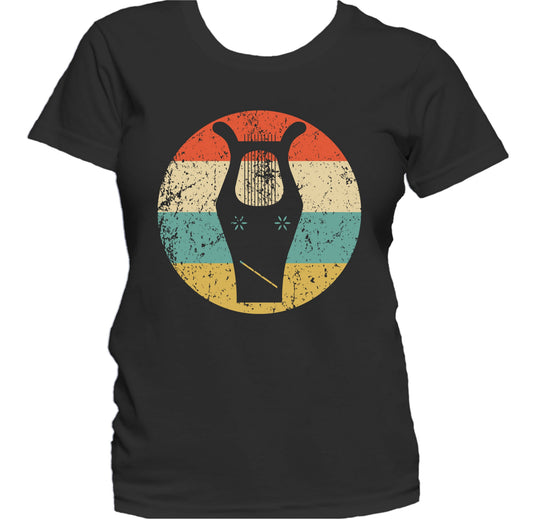 Lyre Silhouette Retro Music Musician Musical Instrument Women's T-Shirt