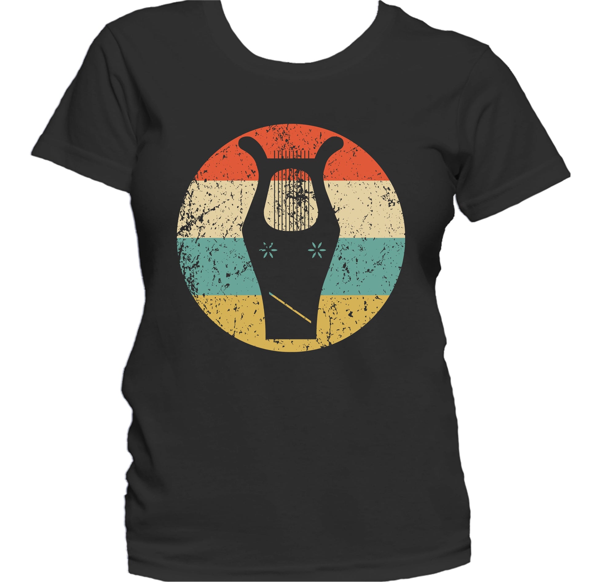 Lyre Silhouette Retro Music Musician Musical Instrument Women's T-Shirt