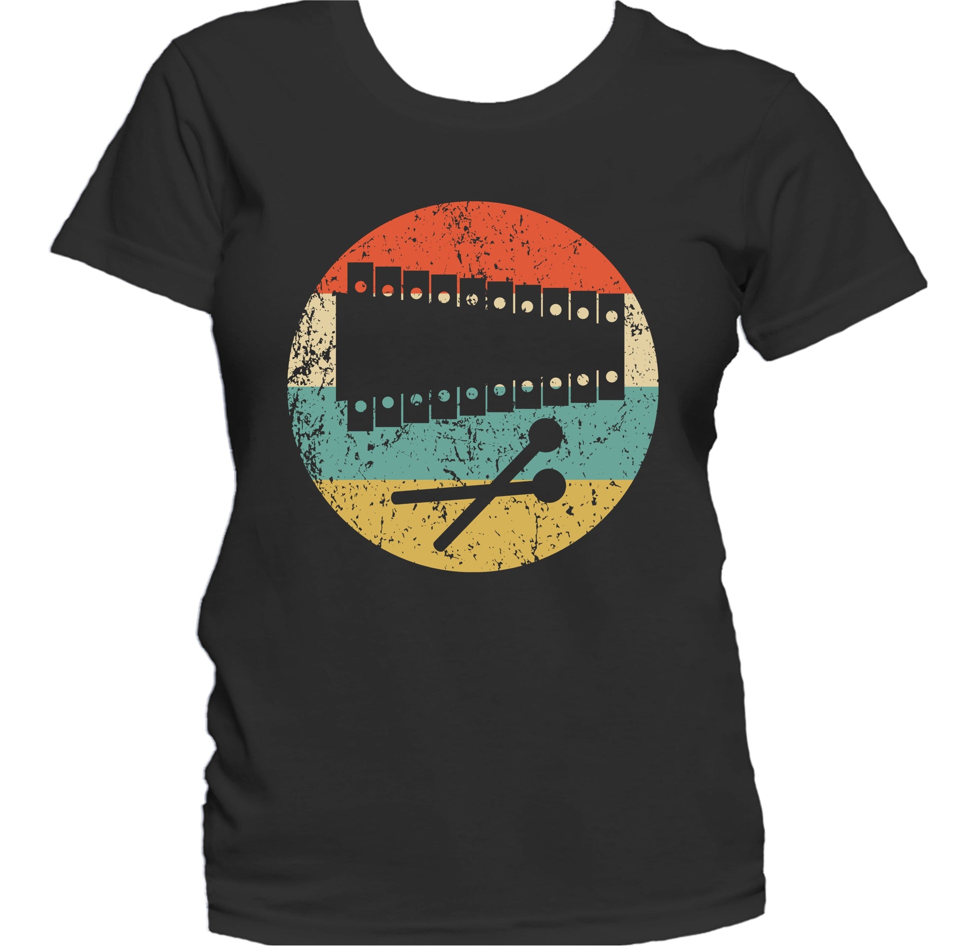 Xylophone Silhouette Retro Music Musician Musical Instrument Women's T-Shirt