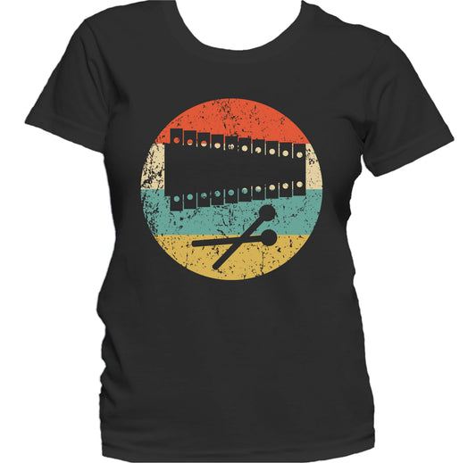 Xylophone Silhouette Retro Music Musician Musical Instrument Women's T-Shirt