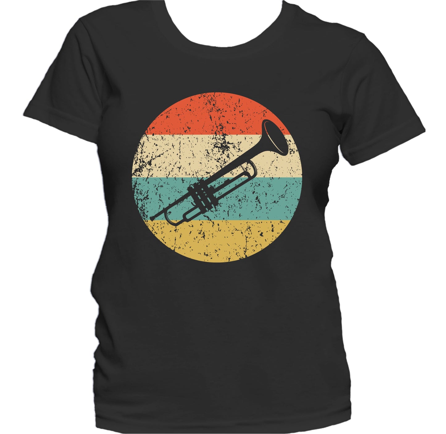 Trumpet Silhouette Retro Music Musician Musical Instrument Women's T-Shirt
