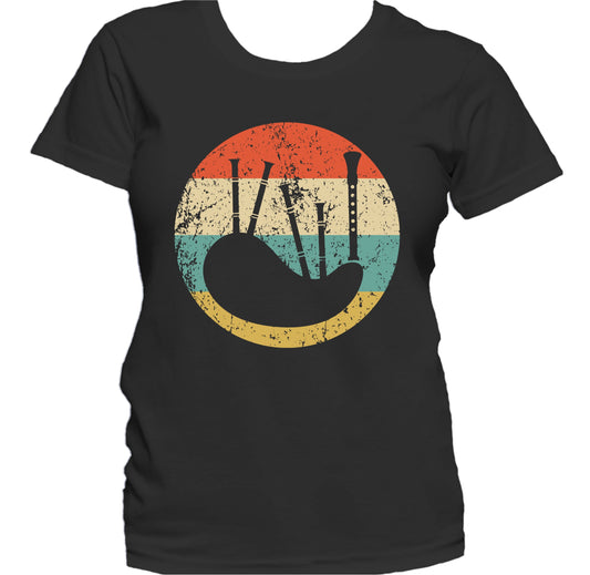 Bagpipes Silhouette Retro Music Musician Musical Instrument Women's T-Shirt