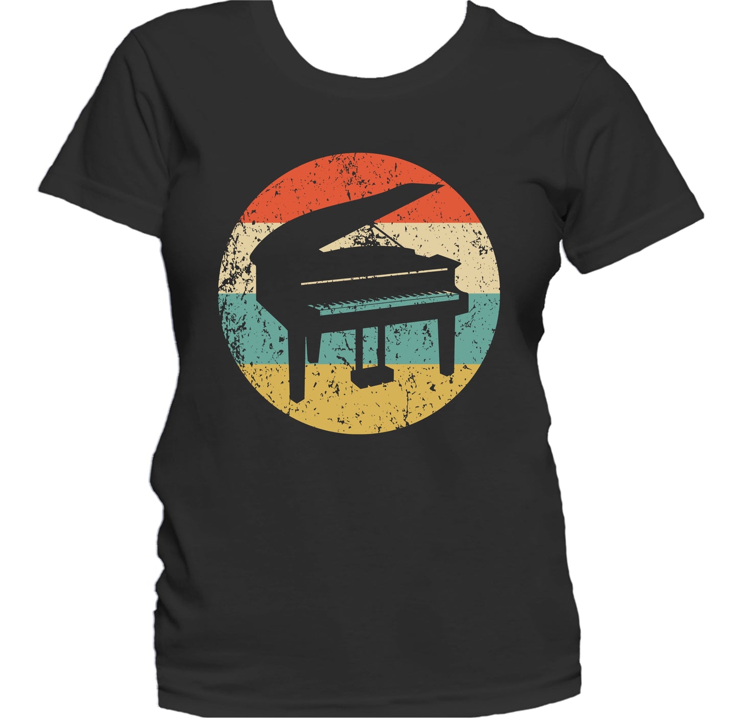 Piano Silhouette Retro Music Musician Musical Instrument Women's T-Shirt