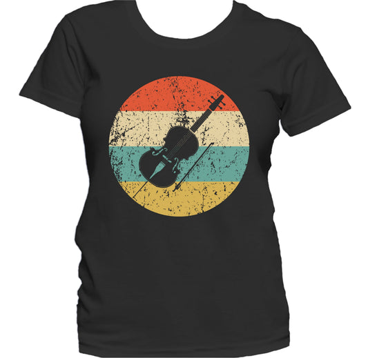 Cello Silhouette Retro Music Musician Musical Instrument Women's T-Shirt