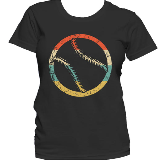 Baseball Softball Silhouette Retro Sports Women's T-Shirt