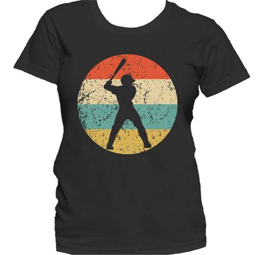 Baseball Player Baseball Batter Silhouette Retro Sports Women's T-Shirt